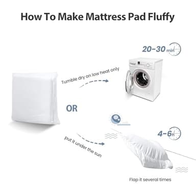EASELAND Queen Size Mattress Pad Pillow Top Mattress Cover Quilted Fitted Mattress Protector Cotton Top Stretches up 8-21" Deep Pocket Cooling Mattress Topper (60x80 inch, White) - Image 8