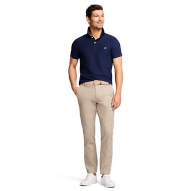 IZOD Men's Slim-Fit Advantage Performance Short-Sleeve Solid Polo Shirt, Peacoat, Large - Image 3