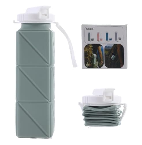 XSSDPDC 21oz Collapsible Water Bottle - Food Grade BPA Free Silicone, Leakproof with Straw for Travel, Sports, Office, Gym (Green) - Image 1