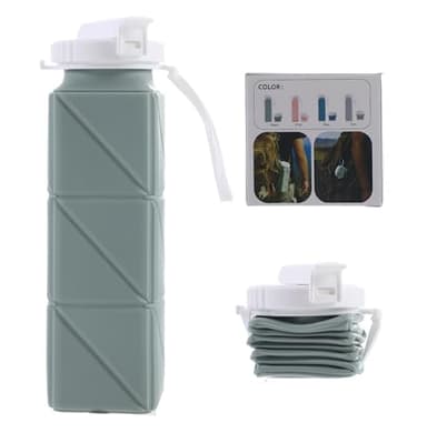 XSSDPDC 21oz Collapsible Water Bottle - Food Grade BPA Free Silicone, Leakproof with Straw for Travel, Sports, Office, Gym (Green) - Image 1