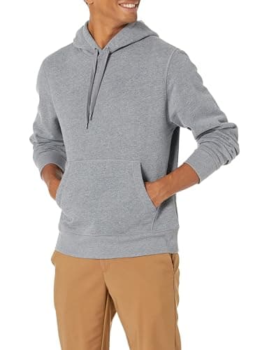 Amazon Essentials Men's Pullover Sweatshirt Hoodie, Big & Tall Options Available, Grey Heather, Large - Image 1