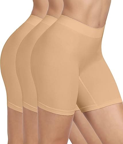 BESTENA 3 Pack Slip Shorts Womens Comfortable Seamless Smooth Slip Shorts for Under Dresses(3Nude,Large) - Image 1