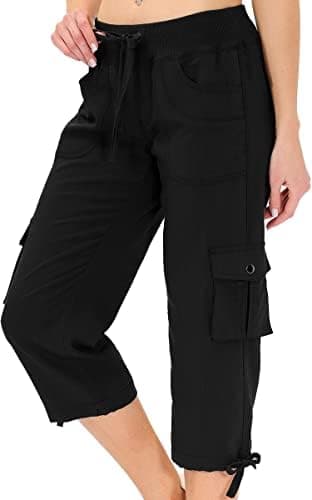 MoFiz Womens Capris with Pockets Loose Fit Casual Capri Pants Dressy Lightweight Ladies Baggy Cargo Pants for Hiking - Image 3