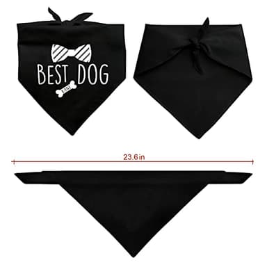 Family Kitchen Best Dog Wedding Black Pet Bandana, Bridal Party Dog Bandana, Wedding Photo Prop, Pet Scarf Accessories - Image 4