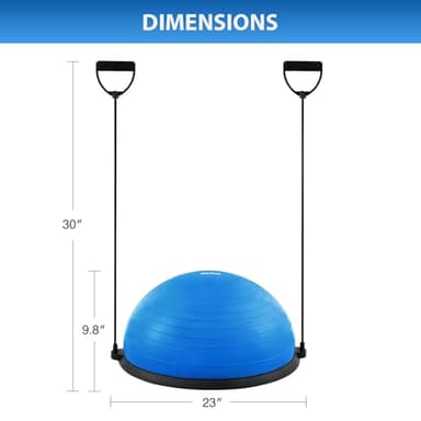 ZELUS Balance Ball Trainer with Resistance Bands and Foot Pump, Inflatable Yoga Ball for Home Gym Workouts, 23 Inch Exercise Half Ball for Balance Training Core Strength Fitness More, 330lb Cap - Image 7