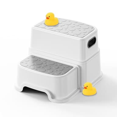 Two Step Stool for Kids – Non-Slip Toddler Step Stool for Bathroom Sink & Potty Training, Dual Height 9.5”, Safe & Sturdy for Kitchen, Bedroom & Classroom (Includes Two Ducks) - Image 1