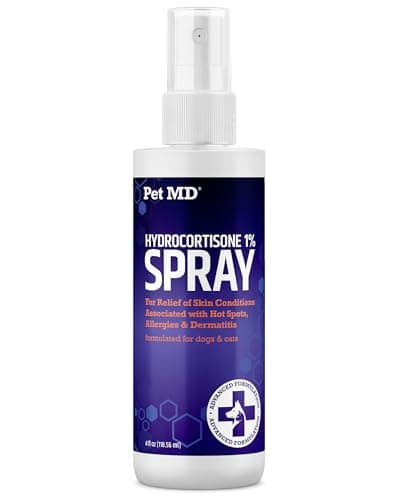 Pet MD Hydrocortisone Spray for Dogs, Cats, Horses - Itch Relief Spray & Hot Spot Treatment for Dogs, Irritated Dry Itchy Skin, Allergies, and Dermatitis - Reduces Topical Inflammation - 4 oz - Image 1