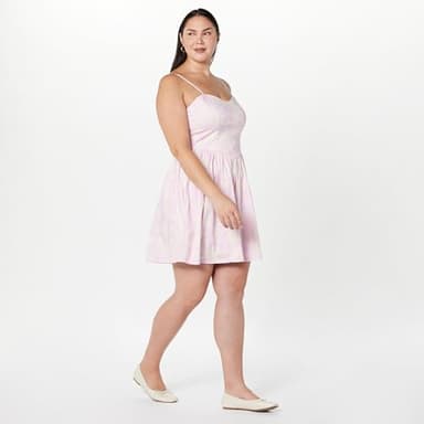 The Drop Women's Perla Shaped Waist Mini Dress Soft Pink Rose Floral Print, 2X, Plus Size - Image 7