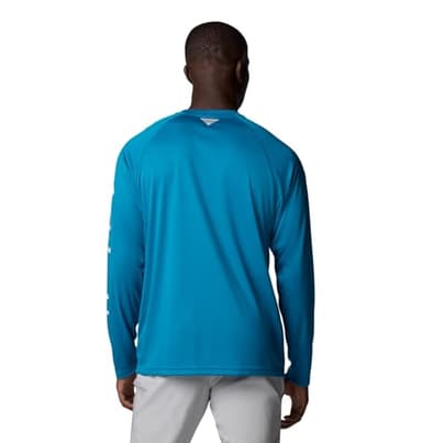Columbia Men's Terminal Tackle Long Sleeve Shirt, Blue Echo/White Logo, Small - Image 2