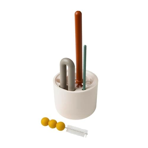 Boon Mod Baby Bottle Brushes - Includes Bottle Cleaner Brush, Straw Cleaner Brush, Nipple Brush and Detail Brush for Baby Bottles - Baby Bottle and Straw Brush Cleaning Set - Deco - 4 Count - Image 1