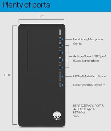 HP Pavilion Tower Desktop Computer, Intel 8-Core i7-10700F up to 4.8GHz, 32GB DDR4 RAM, 1TB PCIe SSD, GeForce GT 610 2GB, WiFi 6, Bluetooth, RJ-45, Type-C, KB & Mouse, Black, Windows 11 Pro, Tichang - Image 3