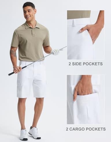 Libin Men's Golf Shorts with Pockets Work Dress Shorts Casual Flat Front Hybrid Short Lightweight Quick Dry Classic Fit Pure White 34 - Image 4
