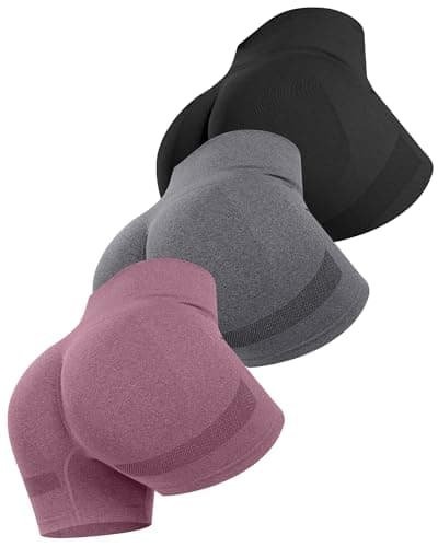 ATHVOTAR Workout Gym Biker Shorts Women: High Waisted Seamless Sports Running Butt Lifting Shorts Sets Black/Gray/Wine S - Image 1