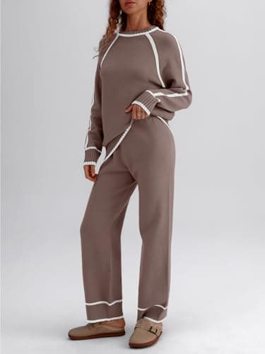 LILLUSORY Womens Lounge Set Two 2 Piece 2025 Fall Loungewear Knit Matching Sweater Sweat Suits SweatSuits Trendy Fashion Outfits Clothes Clothing Colorblock Pants Winter Cute - Image 3
