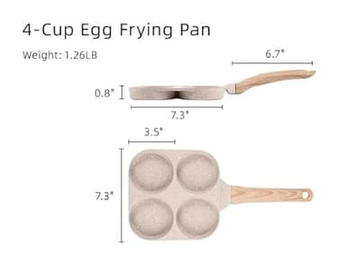 CAROTE Egg Pan Omelette Pan, 4-Cup Nonstick Granite Omelette Skillet - Pancake Pan and Healthy Egg Cooker Suitable for Gas Stove & Induction Cookware - Image 5