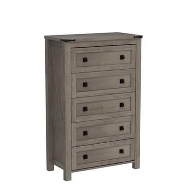T4TREAM Farmhouse 5 Drawers Dresser Chests for Bedroom, Wood Rustic Tall Chset of Drawers,Dressers Organizer for Bedroom, Living Room,Hallway, Light Rustic Oak - Image 4