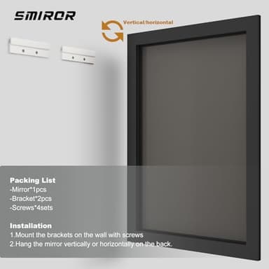 SMIROR Matte Black Bathroom Mirror for Over Sink 55x 40 inch, Metal Thick Frame Rectangle Vanity Mirror for Wall, Anti-Rust, Horizontally or Vertically Mounted - Image 7