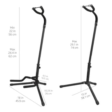 Amazon Basics Height Adjustable Foldable Guitar Stand with Secure Support for Acoustic, Electric, Bass and Banjos, Sturdy, Black - Image 6