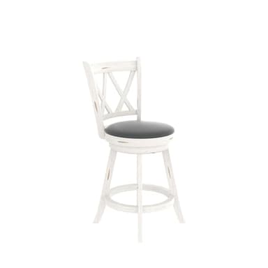 Betterhood 24" Counter Height Swivel Bar Stools - High Back Swivel Counter Stools with Upholstered Seat & Solid Wood Footrest, Counter Bar Chairs for Kitchen Island & Pub (Antique White, Set of 2) - Image 9