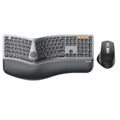 ProtoArc Ergonomic Keyboard Mouse, EKM01 Plus Full Size Wireless Bluetooth Ergo Keyboard Mouse Combo, Cushioned Palm Rest, Split Design, Rechargeable, Compatible for Windows, Mac OS - Gray and Black - Image 1