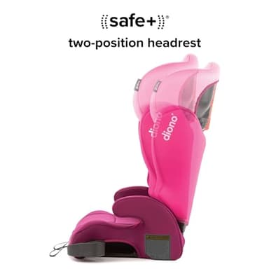 Diono Cambria 2 XL, Dual Latch Connectors, 2-in-1 Belt Positioning Booster Seat, High-Back to Backless Booster, Space and Room to Grow, 7 Headrest Positions, 8 Years 1 Booster Seat, Pink - Image 10