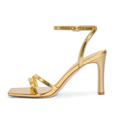 Modatope Womens Gold Sandals Square Open Toe Block High Heels Strappy Ankle Strap Sandals Comfort Dress Party Shoes Size 10 - Image 2