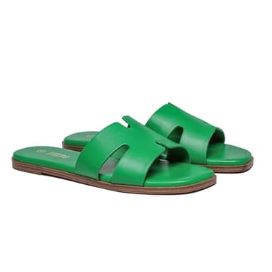 Rihero Women's Dressy Slides Sandals Comfortable Slip On Square Toe Flat Green Sandals Size 8.5 - Image 4