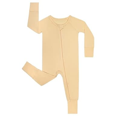 GUISBY Baby Footless Pajamas, Comfy Long Sleeve with Double Zipper Sleepers Yellow 0-3 Months - Image 1