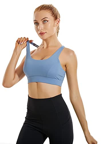 RUNNING GIRL Sports Bras for Women Backless Padded Sports Bra Tank Top Long Line Gym High Impact Sports Bra Push up(WX2569Blue,L) - Image 3