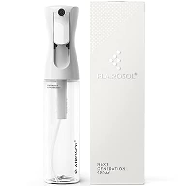 FLAIROSOL - The Original, Spray Bottle for Hair, Plants & More, Continuous Mister, Ultra Fine Water Mist, 10.1oz/300ml, Clear Bottle - Black Print - Image 1