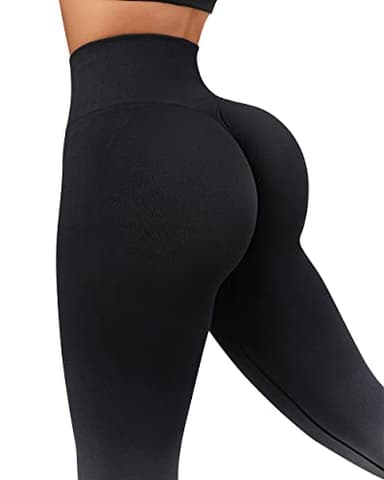 SUUKSESS Scrunch Butt Lifting Seamless Leggings for Women Booty High Waisted Workout Yoga Pants (Ombre Black, XS) - Image 2
