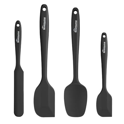 NileHome Silicone Spatula Set, Food Grade Rubber Spatula High Heat-Resistant Premium BPA-Free One Piece Seamless Design Cooking Spatulas Dishwasher Safe BPA-Free 4 pack (Black) - Image 1