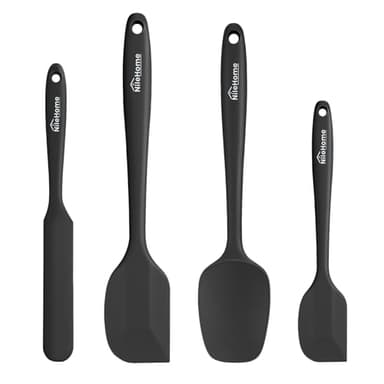 NileHome Silicone Spatula Set, Food Grade Rubber Spatula High Heat-Resistant Premium BPA-Free One Piece Seamless Design Cooking Spatulas Dishwasher Safe BPA-Free 4 pack (Black) - Image 1