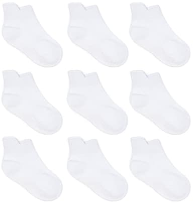 ZAPLES Baby Non Slip Grip Ankle Socks with Non Skid Soles for Infants Toddlers Kids Boys Girls, White, 12-36 Months - Image 1