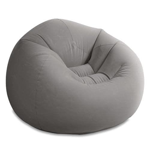 Intex 68579EP Beanless Bag Inflatable Lounge Chair: Corduroy Textured Flocking – Durable Vinyl – Folds Compactly – 220lb Weight Capacity – 45" x 45" x 28" - Image 1