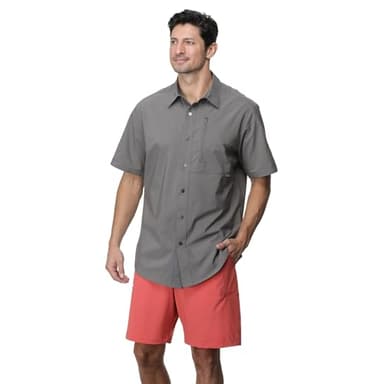 LizardHead Mens Glissade Short Sleeve Shirt, UPF 40+ (US, Alpha, Large, Regular, Regular, Charcoal Grey) - Image 4