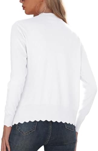 GRECERELLE Women's Long Sleeve V-Neck Button Down Cardigan Knit Shrugs Sweater - Image 5