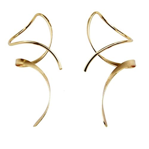 Earrings for Women Spiral threader earrings 14K gold earrings hand bent dangle earrings for women,suitable for gift giving, perfect for your birthday party, Christmas, gift giving. - Image 1