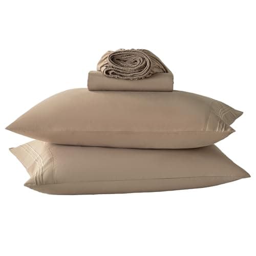 Yibeizi Taupe Sheet Set Full Size, Kids Bedsheets Microfiber Deep Pocket Cute Bed Sheet & Pillowcase Sets 4 Pieces - Image 1