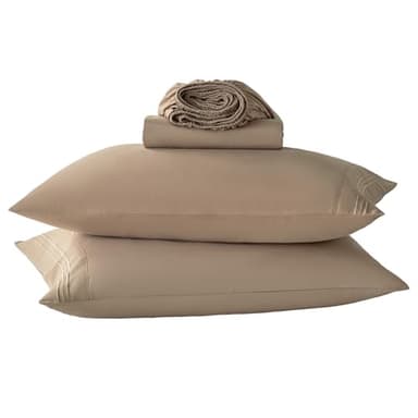 Yibeizi Taupe Sheet Set Full Size, Kids Bedsheets Microfiber Deep Pocket Cute Bed Sheet & Pillowcase Sets 4 Pieces - Image 1
