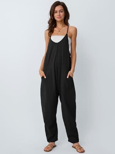 AUTOMET Jumpsuits for Women Casual Summer Outfits Rompers Comfy Beach Vacation Trendy Overalls Jumpers Spring Fashion Maternity Clothes 2025 Black M Black M - Image 2