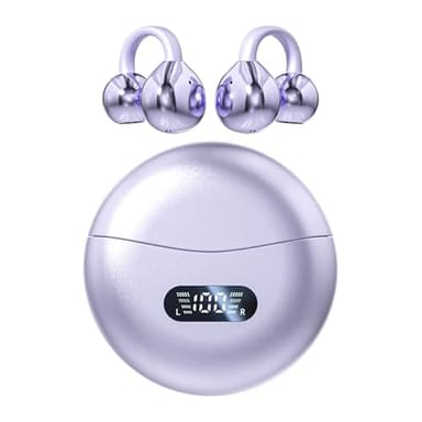 Piluyaa Clip-on Earbuds,Open Ear Earbuds Wireless Bluetooth 5.4, Lightweight Open Ear Headphones with C-Shaped Bridge,Slim Hook,60H Battery,Waterproof,for Glasses Wearers and Workouts (Purple) - Image 1