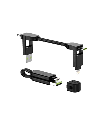Rolling Square inCharge X - USB C Charger Cable, Lightning Cable for Smartphone, Universal Cable Charger 6 in 1, USB Plug, Black, 100W - Image 1