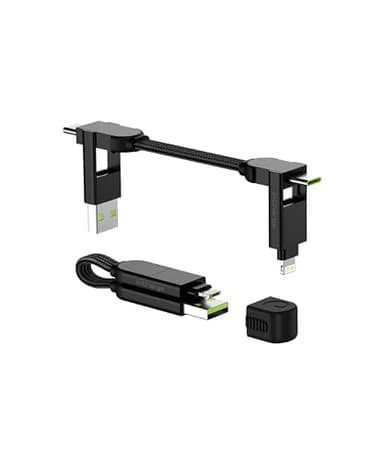 Rolling Square inCharge X - USB C Charger Cable, Lightning Cable for Smartphone, Universal Cable Charger 6 in 1, USB Plug, Black, 100W - Image 1