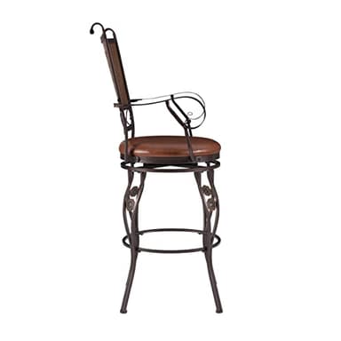 Powell Company Big and Tall Copper Stamped Back Barstool with Arms Bar Stool, Bronze - Image 5
