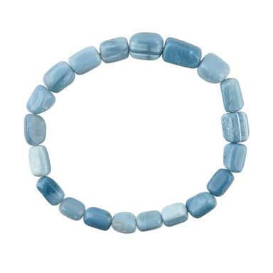 CRYSTALINES Round Beads Stretchable Unisex Bracelet, Natural Blue Opal Gemstone, Stretch Jewelry for Men Women, Healing Bracelets, Handmade, Chakra Stones, Healing Bracelet, Birthstone - Image 1