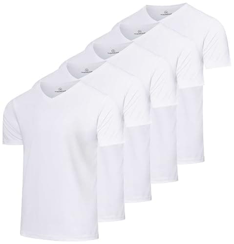 Real Essentials 5 Pack: Men's Mesh Quick Dry Short Sleeve V-Neck T-Shirt - Athletic Performance (Available in Big & Tall),Set XL - Image 1