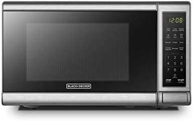 BLACK+DECKER EM720CB7 Digital Microwave Oven with Turntable Push-Button Door, Child Safety Lock, 700W, Stainless Steel, 0.7 Cu.ft - Image 2