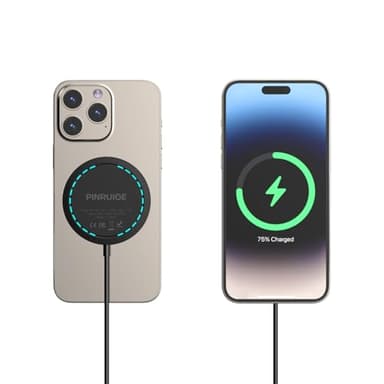 PINRUIGE Magnetic Wireless Charger for iPhone 15W Max Fast for Mag-Safe Wireless Charging Pad Compatible for iPhone 16/16 Pro/Pro Max/15/14/13/12/11/Pro with Wall Charger for USB-A Converter, Black - Image 3