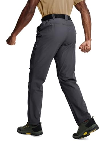 Zoofly Mens Lightweight Nylon Pants Waterproof Quick Dry 6 Pockets Stretchy Elastic Waist Comfy Hiking Fishing (Dark Grey, 42W*32L) - Image 2